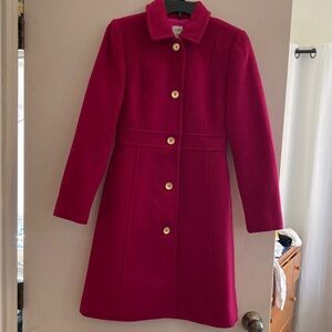 J. Crew Fuchsia Coat with Gold Buttons